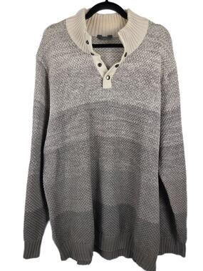 Men's Shawl Collar Knit Sweater - Grey/Oatmeal